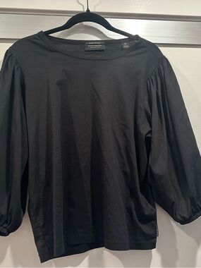Scotch & Soda Black Puff-Sleeve Long Sleeve Top